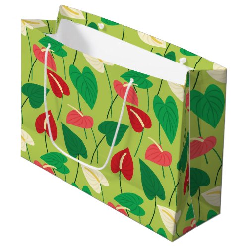 Colorful flamingo flowers pattern medium gift bag