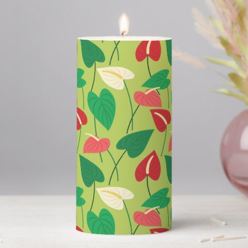 Colorful flamingo flowers pattern pillar candle
