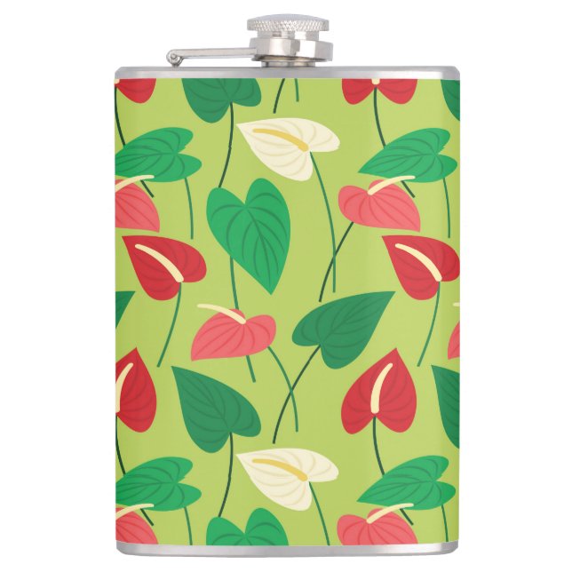 Colorful flamingo flowers pattern pillar candle flask (Front)
