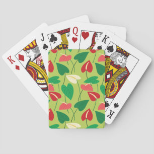 Colorful flamingo flowers pattern poker cards
