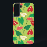 Colorful flamingo flowers pattern samsung galaxy s22  case<br><div class="desc">Red,  green,  and white flamingo flowers pattern.</div>