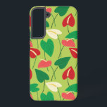 Colorful flamingo flowers pattern samsung galaxy s22  case<br><div class="desc">Red,  green,  and white flamingo flowers pattern.</div>