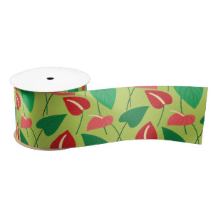 Colorful flamingo flowers pattern satin ribbon