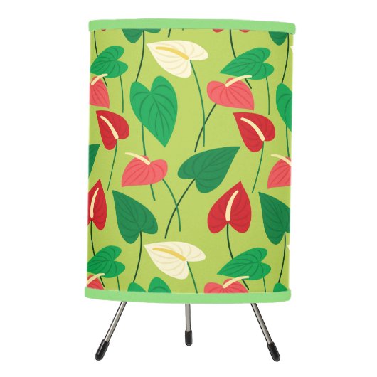 Colorful flamingo flowers pattern tripod lamp (Front)