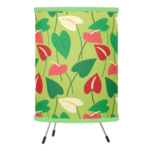 Colorful flamingo flowers pattern tripod lamp (Left)