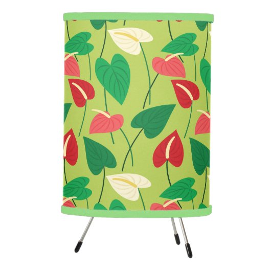 Colorful flamingo flowers pattern tripod lamp (Right)