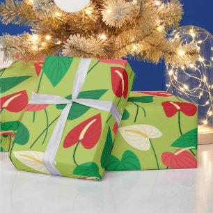 Colorful flamingo flowers pattern wrapping paper