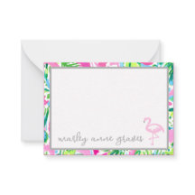Colorful Flamingo Personalized Note Cards