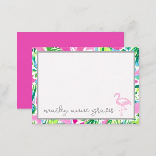 Colorful Flamingo Personalized Note Cards