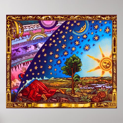 Colorful Flammarion Dome Poster with border