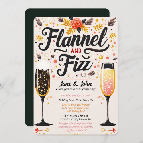 Colorful Flannel and Fizz Bubbly Drinks Party  Invitation
