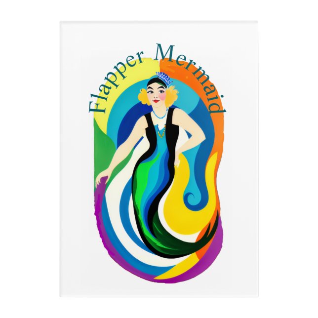Colorful Flapper Mermaid Thunder_Cove Acrylic Print (Front)