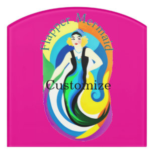 Colorful Flapper Mermaid Thunder_Cove Door Sign