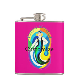 Colorful Flapper Mermaid Thunder_Cove Flask