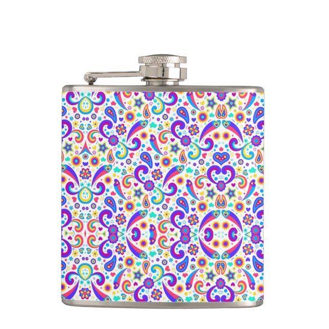 Colorful flask with intricate floral and geometric (Front)