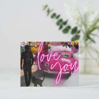 Colorful Flat Card Graffiti Love you Photo Text