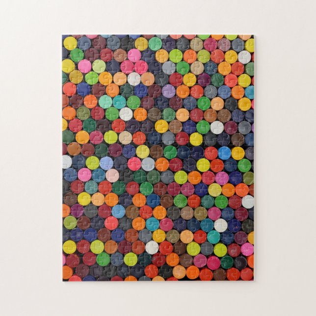 Colorful flat end of crayons abstract jigsaw puzzle (Vertical)