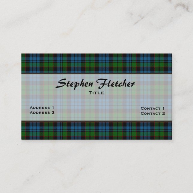 Colorful Fletcher Plaid Custom Business Card (Front)