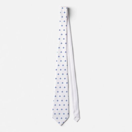 Colorful Fleur_de_lis on White Neck Tie