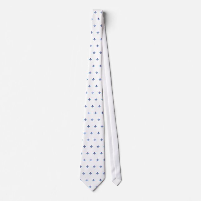 Colorful Fleur-de-lis on White Neck Tie (Front)