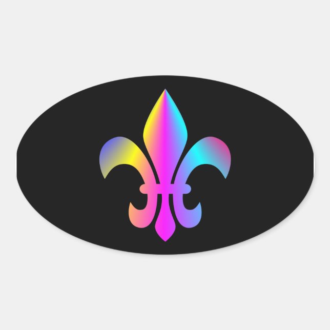 Colorful Fleur de Lis Oval Sticker (Front)