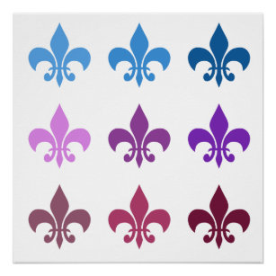 Color Fleur De Lis Posters Photo Prints Zazzle Colorful Fleur De Lis Poster