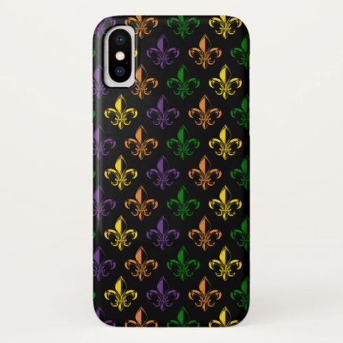Colorful fleur_de_lis seamless pattern iPhone XS case