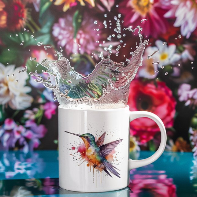 Colorful Flight, watercolor hummingbird  Coffee Mug (Creator Uploaded)