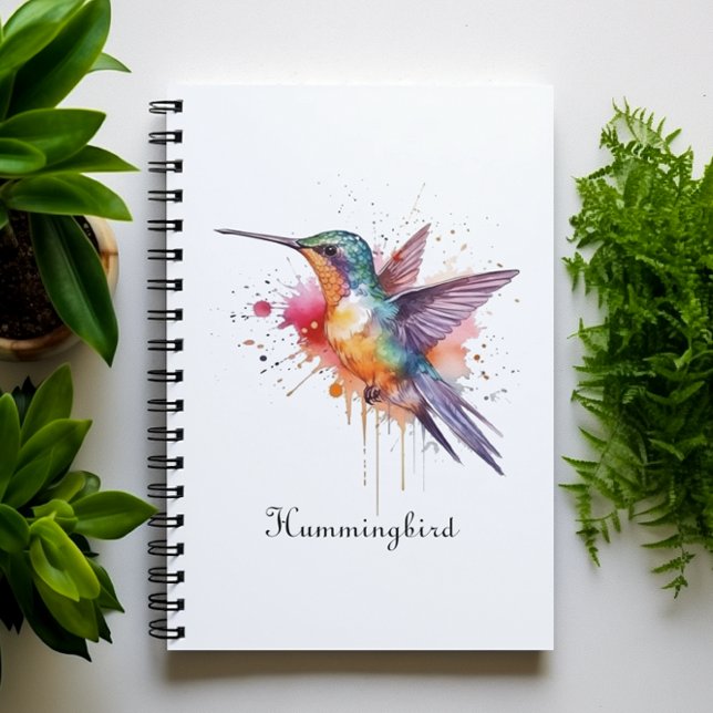 Colorful Flight, watercolor hummingbird custom Notebook (Creator Uploaded)