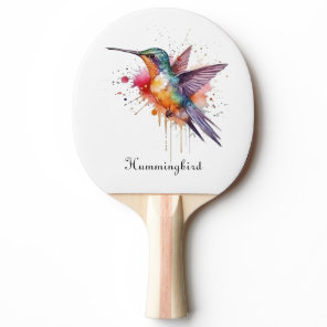 Colorful Flight, watercolor hummingbird custom Ping Pong Paddle