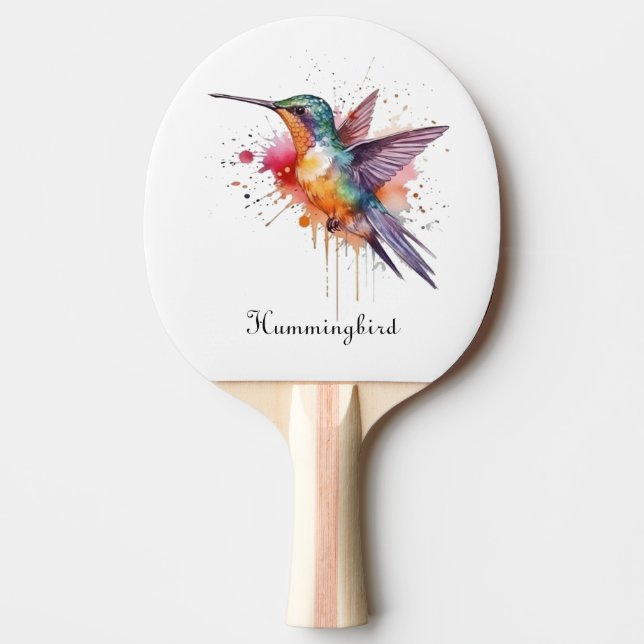 Colorful Flight, watercolor hummingbird custom Ping Pong Paddle (Front)