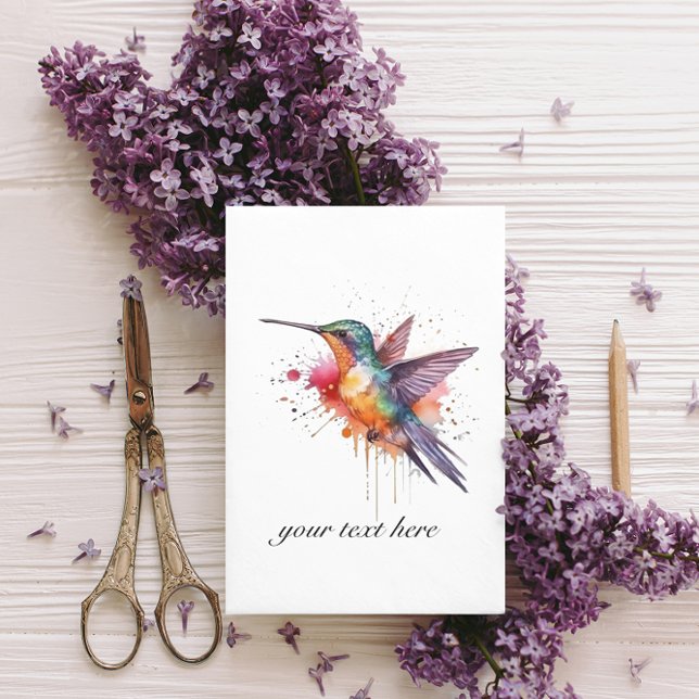 Colorful Flight, watercolor hummingbird custom Postcard (Creator Uploaded)
