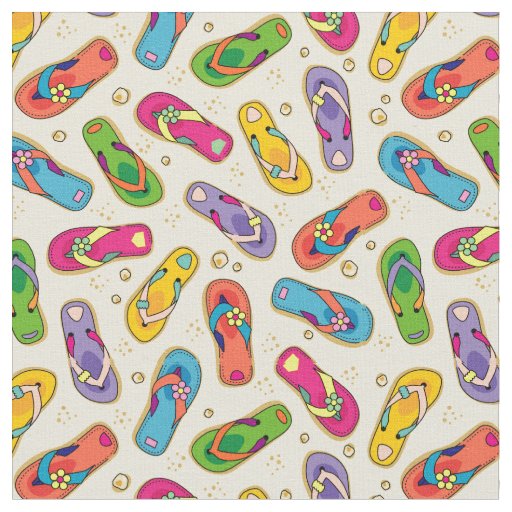 Colorful Flip Flop Pattern Fabric