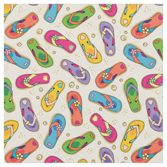 Colorful Flip Flop Pattern Fabric (Close Up)
