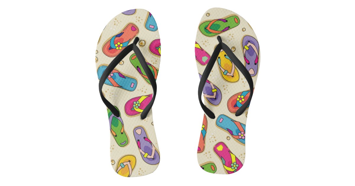Colorful flip flop printed sandals | Zazzle