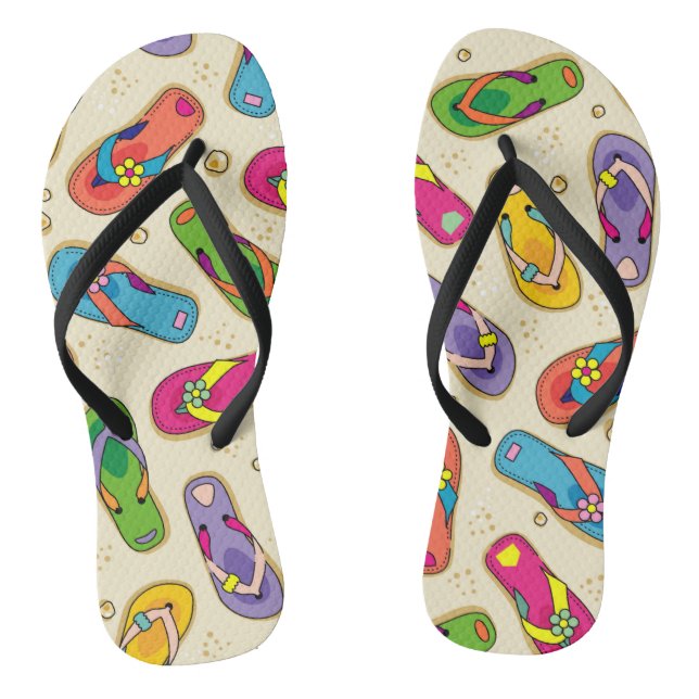 Colorful flip flop printed sandals (Footbed)