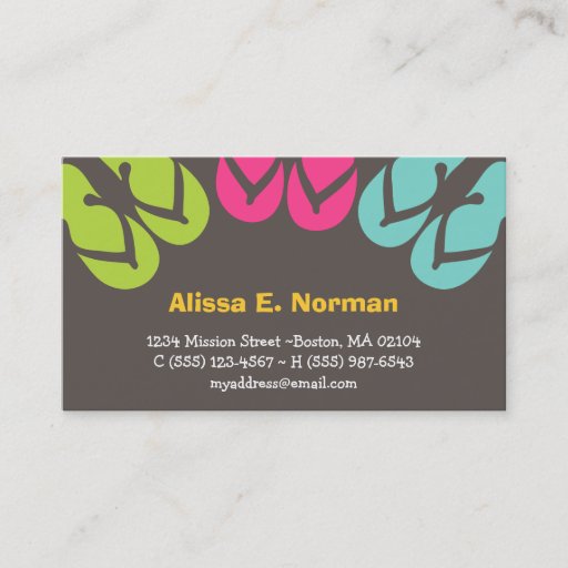 Customizable Colorful flip flop sandals tropical personal style business card templates