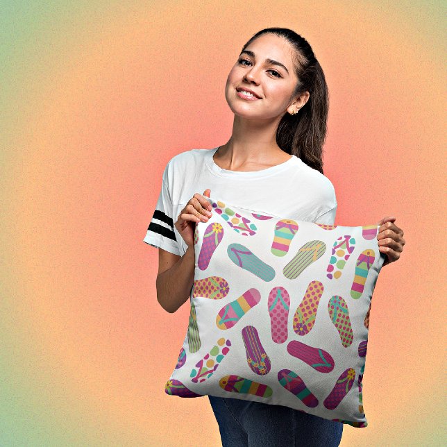 Colorful Flip Flops Decorative Throw Pillow (Creator Uploaded)