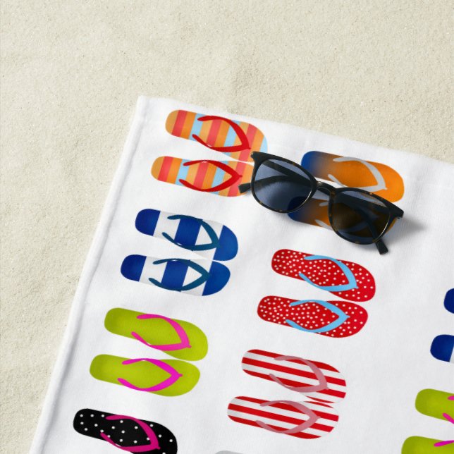 Colorful Flip Flops Design Beach Towel (In Situ)