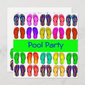 Colorful Flip Flops Pool Party Invitation (Front/Back)