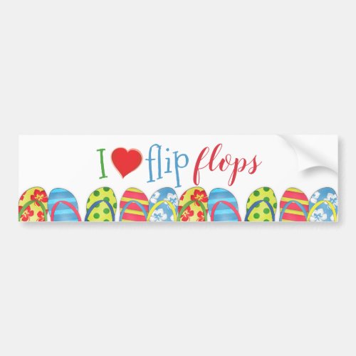 Colorful Flip Flops Summer Beach  Bumper Sticker