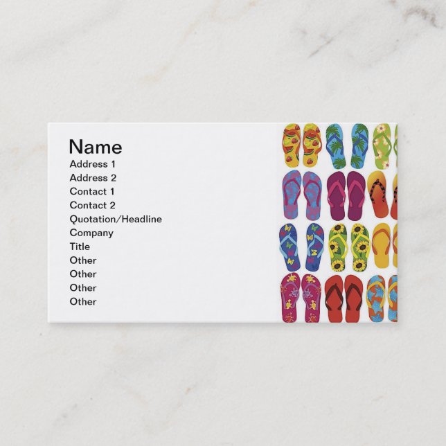 Colorful Flip Flops Vector Set Business Card (Front)