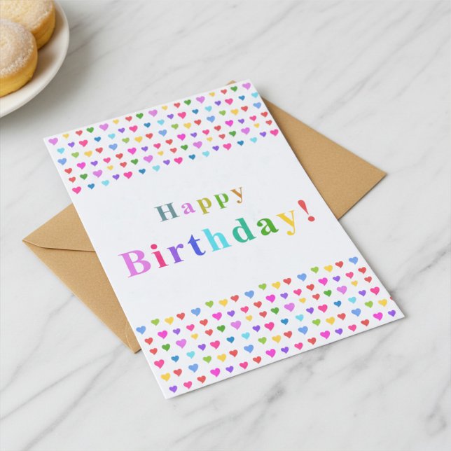 Colorful Flirty Hearts Happy Birthday Card (Creator Uploaded)