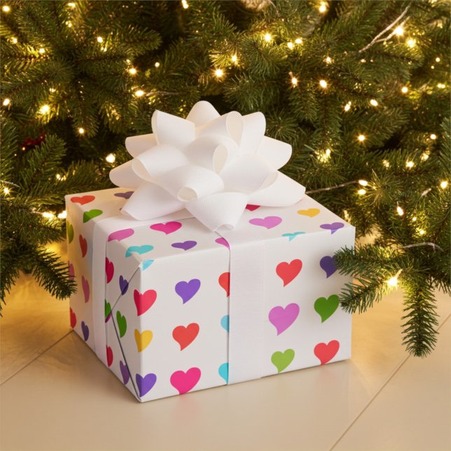 Colorful Flirty Hearts Pattern Wrapping Paper (Creator Uploaded)