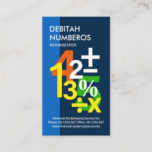 Colorful Floating Finance Numbers Business Card
