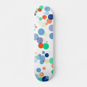 Colorful Floating Modern Polka Dot Pattern Skateboard