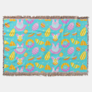 Colorful Floating Pool Toys on Blue Water Throw Blanket