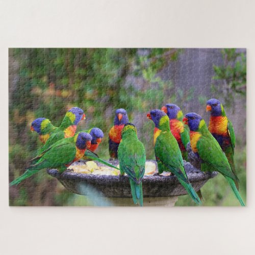 Colorful Flock of rainbow Loirkeet Birds Jigsaw Puzzle
