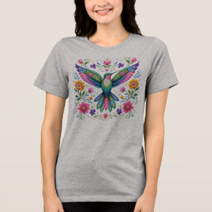 Colorful Flok Art Hummingbird Tri-Blend Shirt