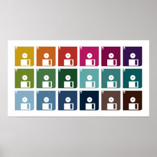 Colorful Floppy Discs Poster